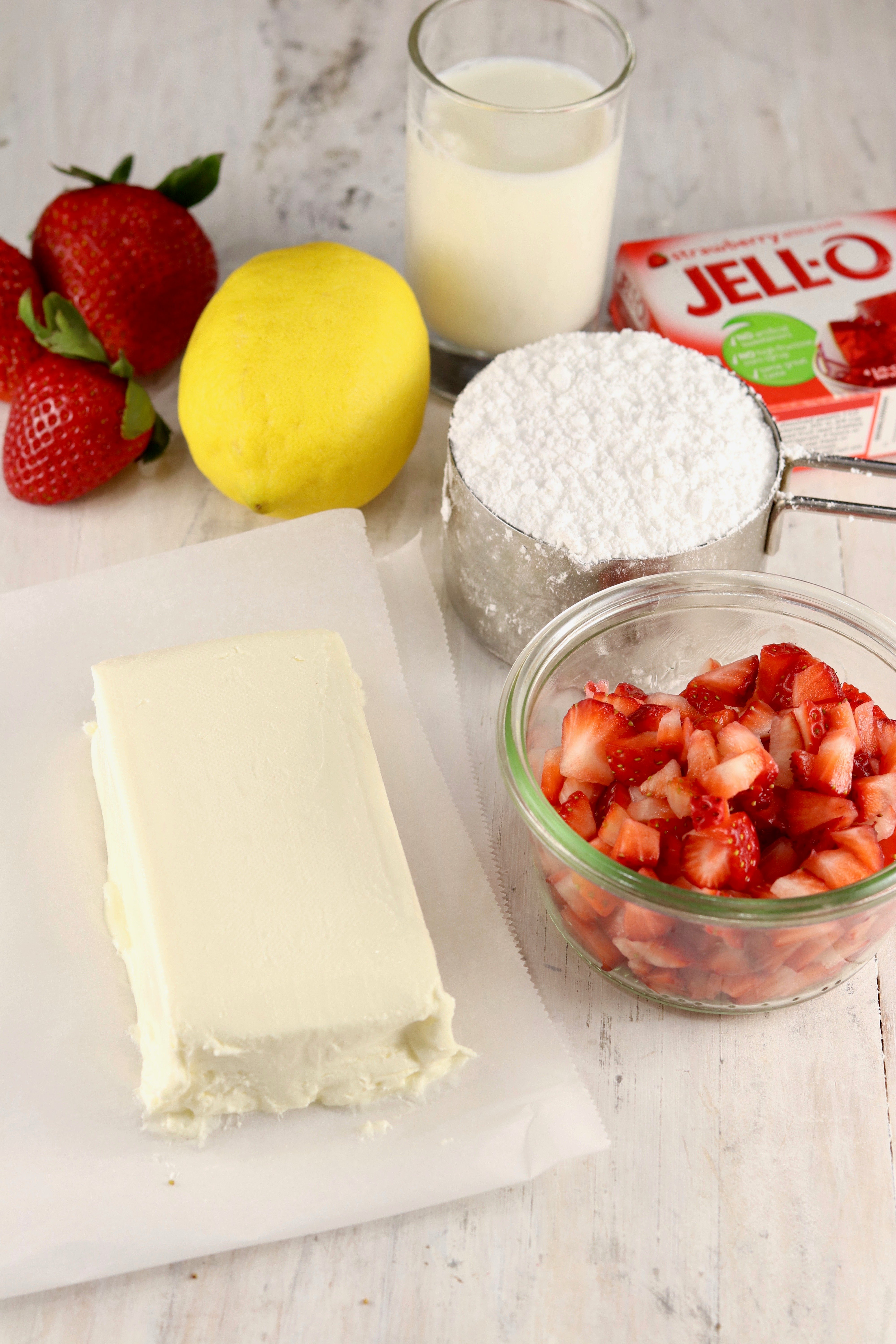Ingredients for Strawberry Cream Cheese Frosting
