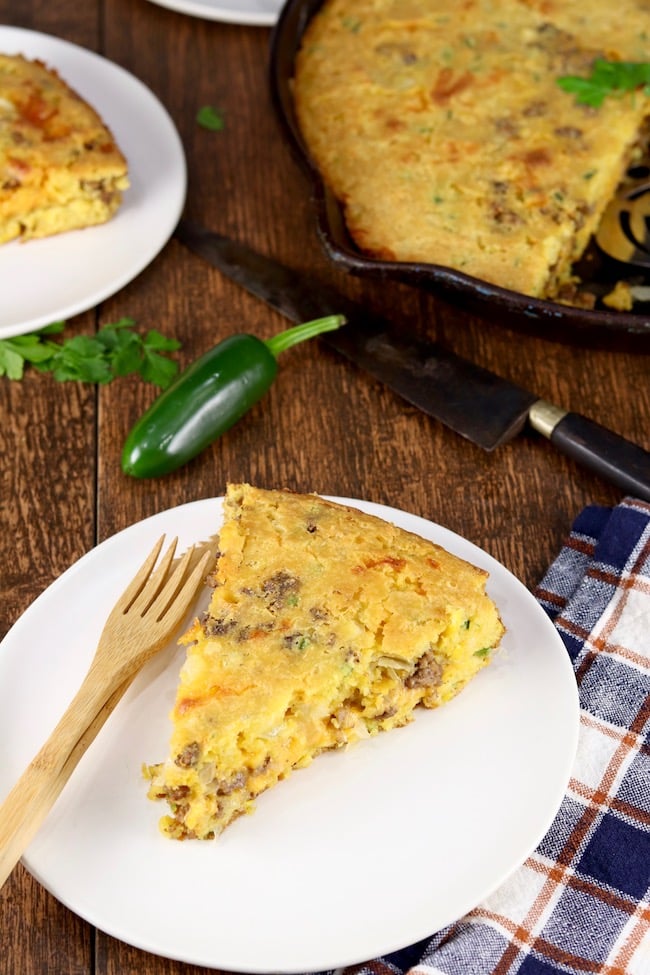 Mexican Cornbread with jalapenos and ground beef
