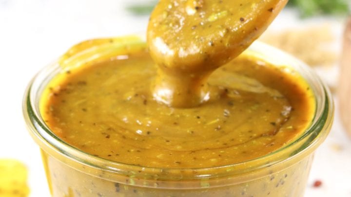 Mustard BBQ Sauce wood spoon