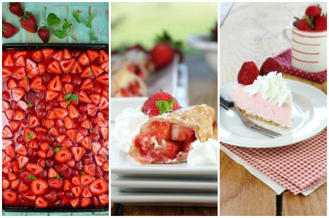 Strawberry pie, Strawberry Shortcake Egg Rolls, and Strawberry Cheesecake Ice Cream Pie