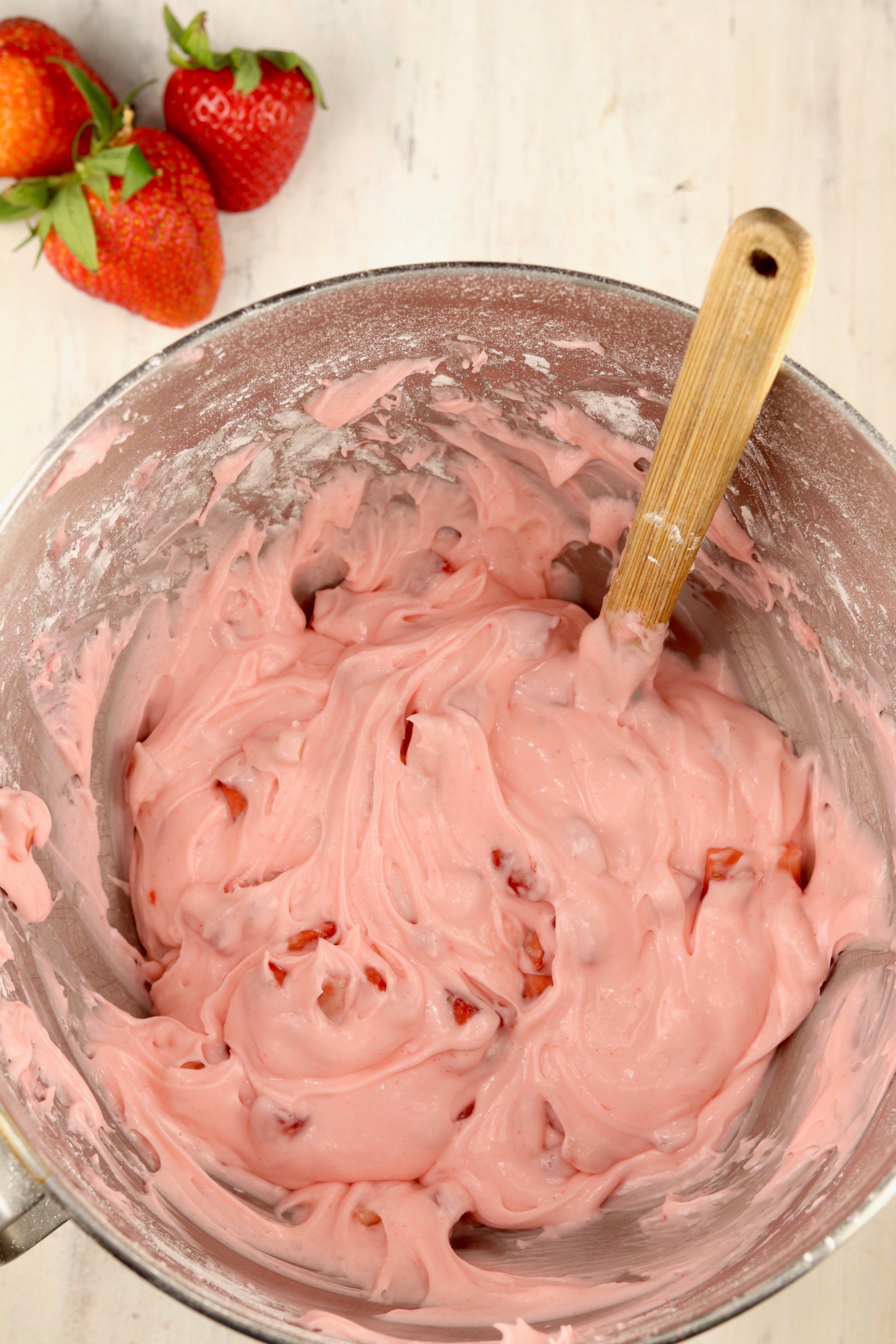 Strawberry Cream Cheese Frosting with fresh strawberries
