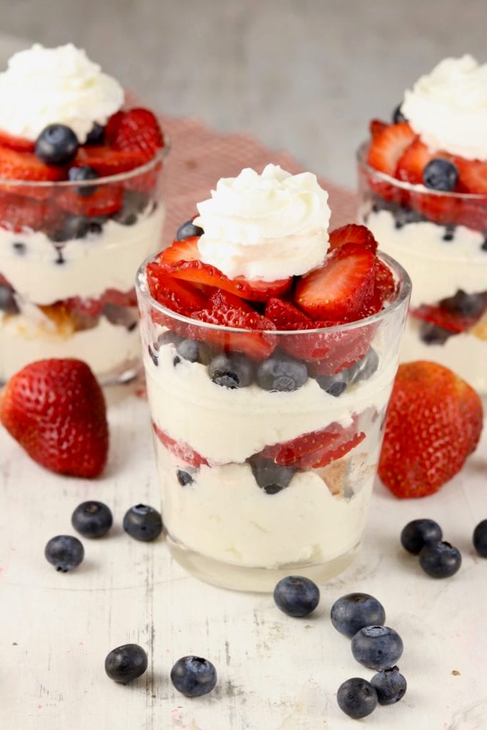 Berry Cheesecake Parfaits Dessert in a small glasses