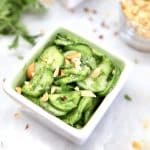 Thai Cucumber Salad in a square bowl.