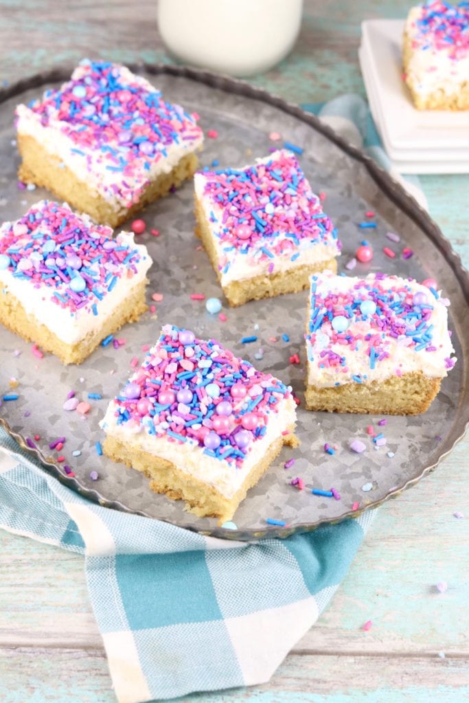 Tray of cookie bars with sprinkles