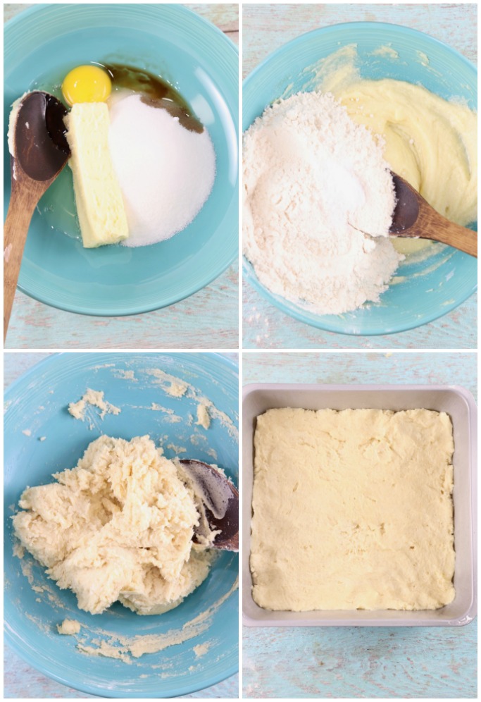 Step by Step photos making sugar cookie bars