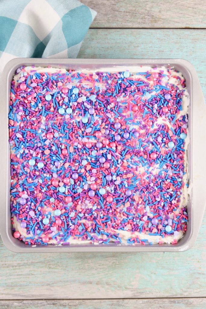 Cookie bars with frosting and sprinkles