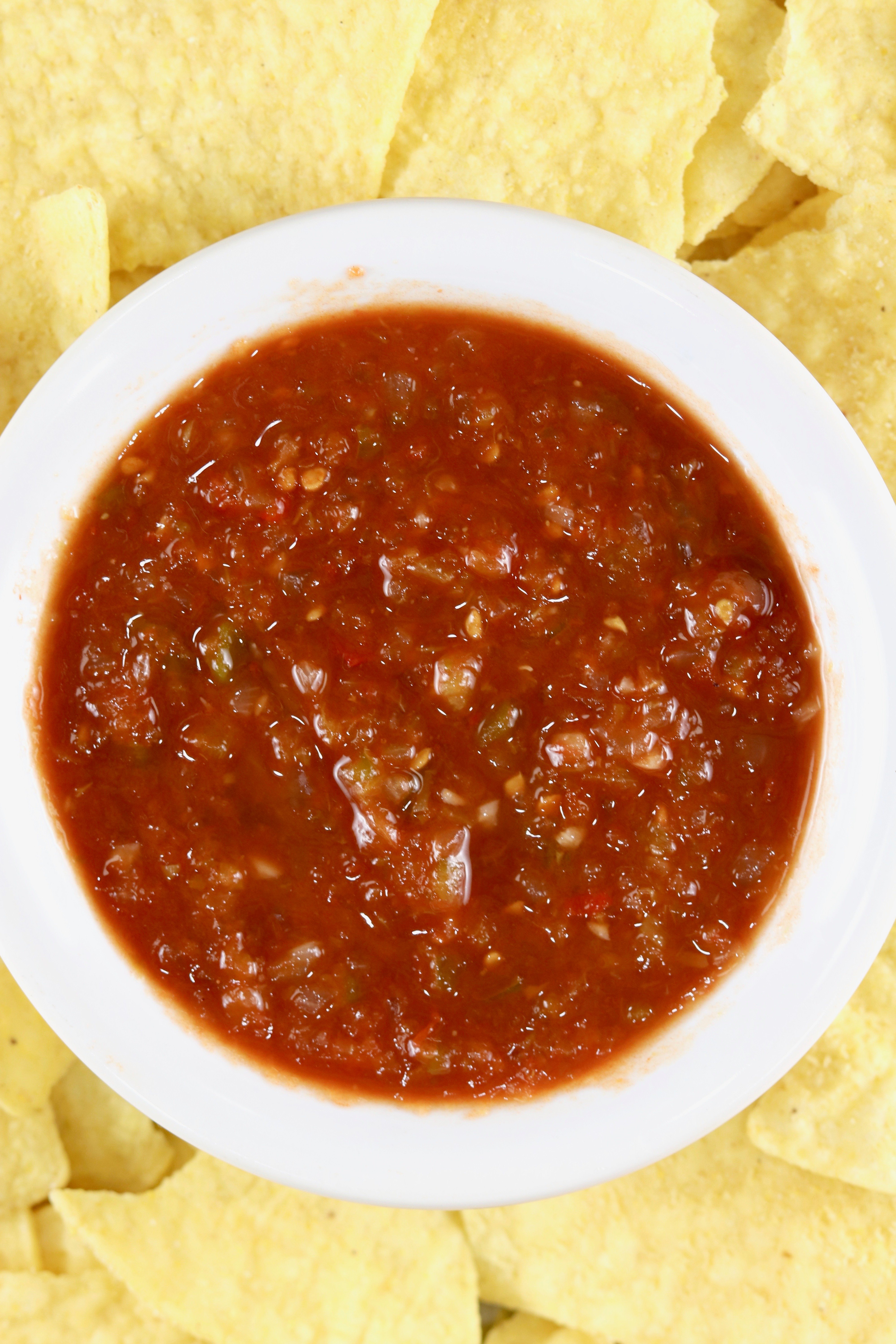 Bowl of salsa with chips