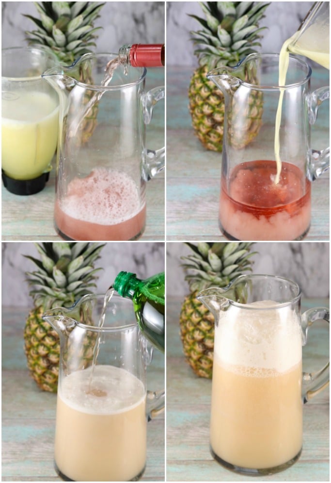 How to Make Pina Colada Wine Punch collage
