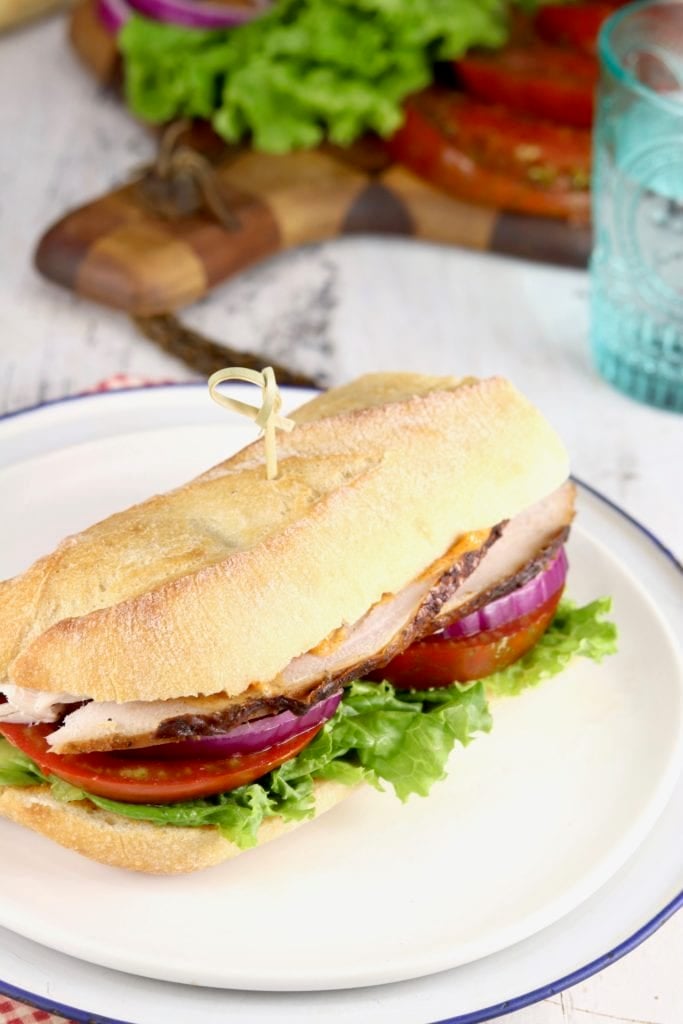 Best Turkey Sandwich with tomato, lettuce, onion and smoked turkey