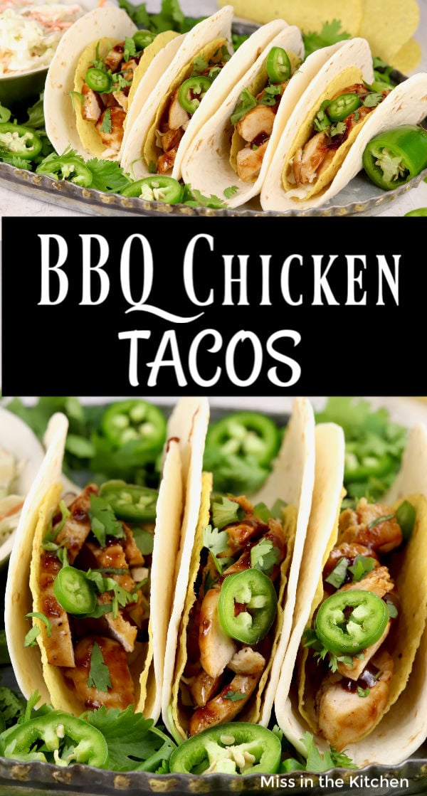 BBQ Chicken Tacos with text overlay