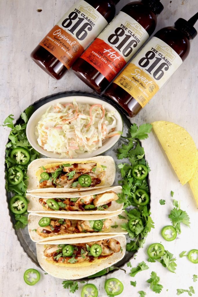 Chicken Tacos and KC Masterpiece 816 BBQ Sauces