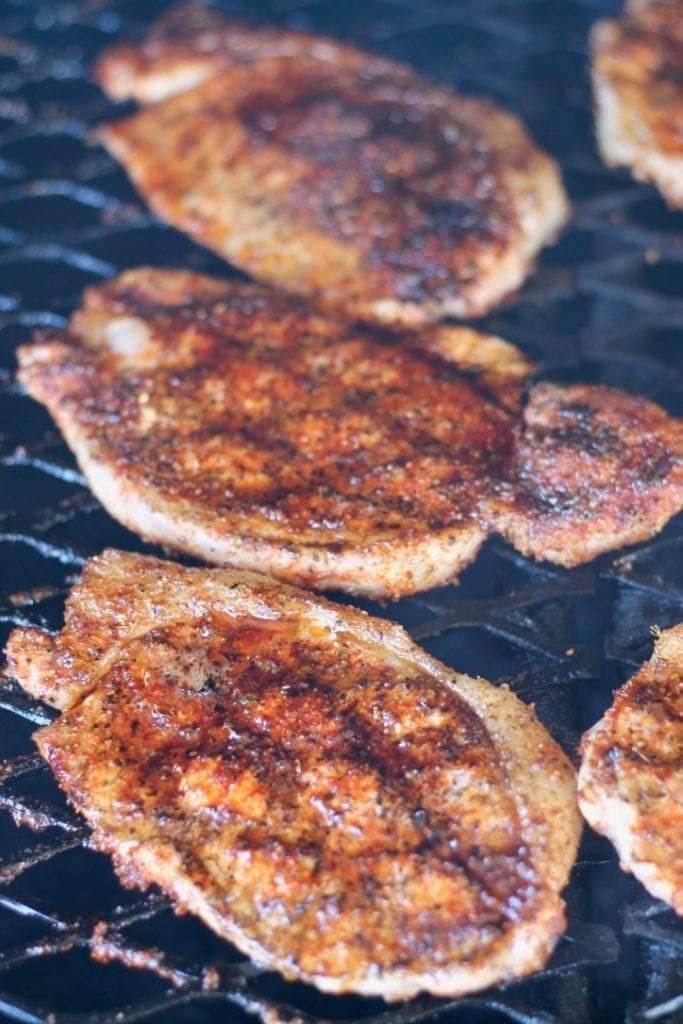 Blackened Pork Chops on the grill