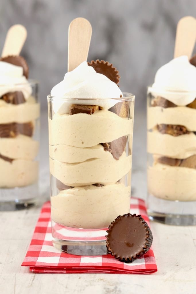 Glasses of Peanut Butter Cheesecake