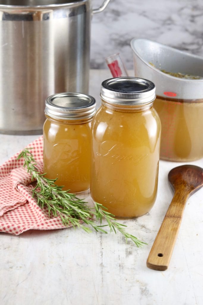 Turkey Stock in jars for soup 