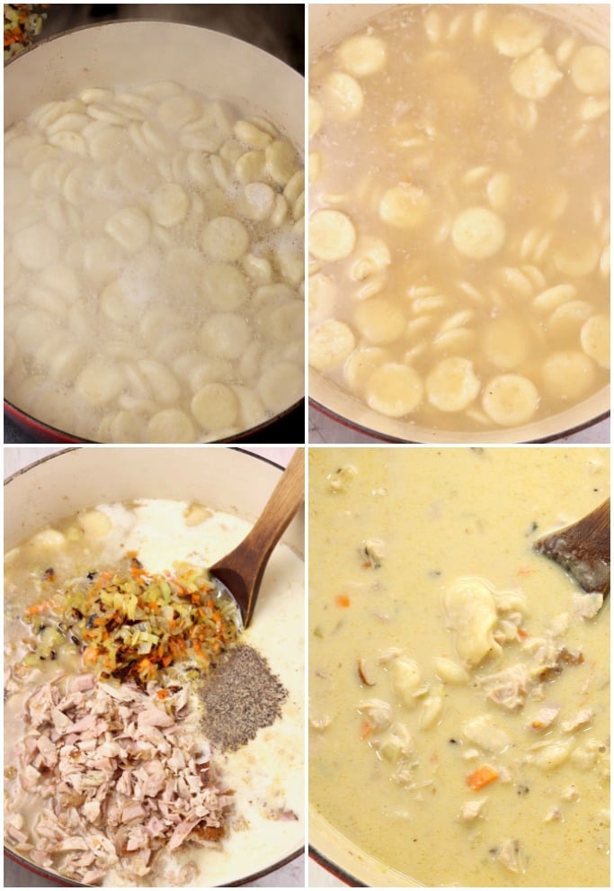 Making creamy turkey and dumplings from scratch