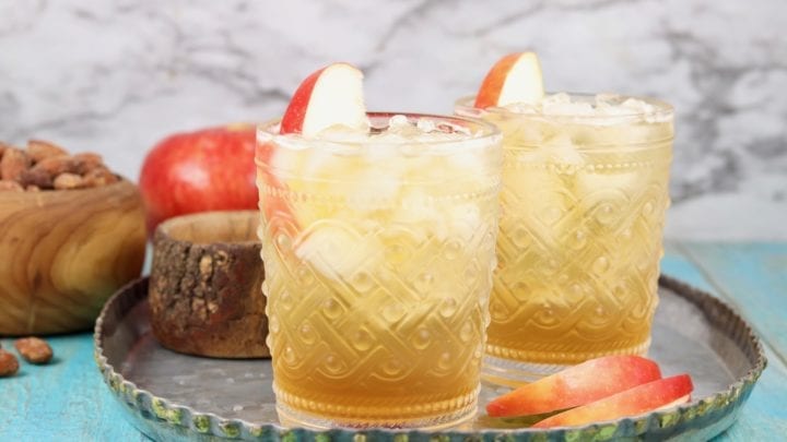 2 glasses of apple cider shandy