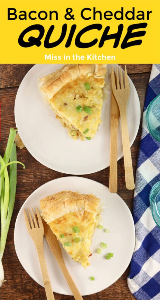 Quiche slices with bacon and cheese