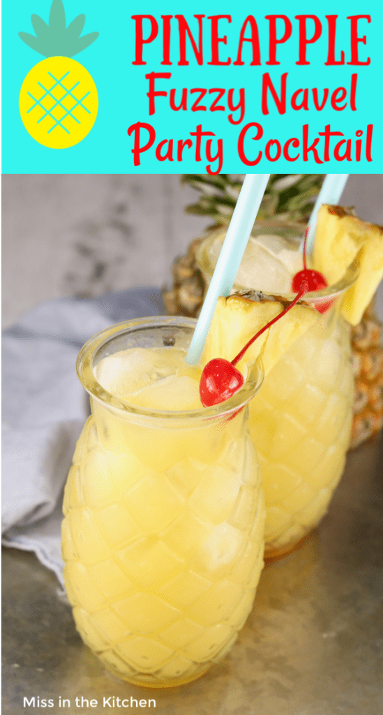 Pineapple cocktails with cherry garnish