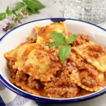 Dish of ravioli with meat sauceRavioli Sauce is a quick and easy one pot meal made with ground beef, tomato sauce and frozen or refrigerated ravioli. A great weeknight dinner for busy families. 