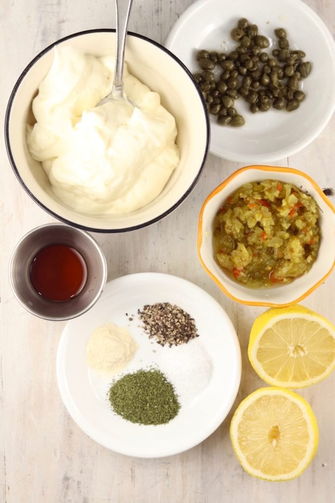 Ingredients for tartar sauce from scratch