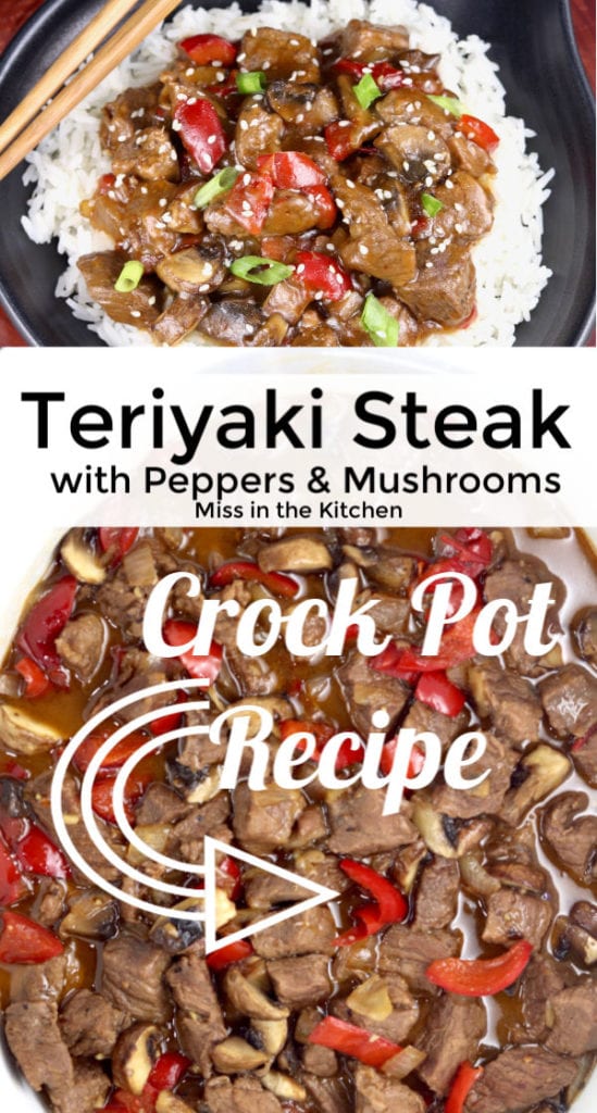 Collage with text over teriyaki steak