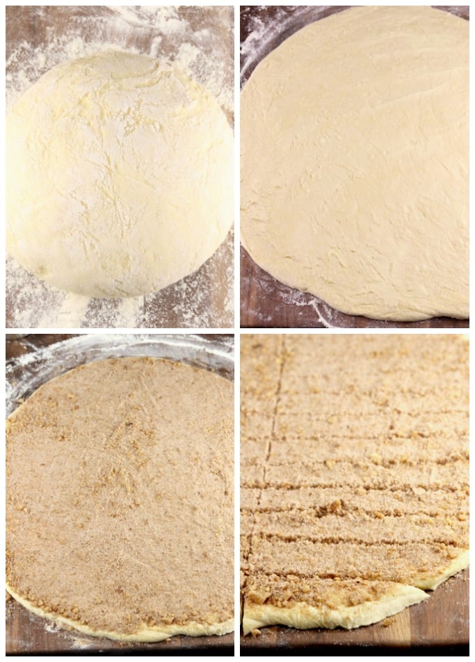 Rolling dough for walnut cinnamon twists