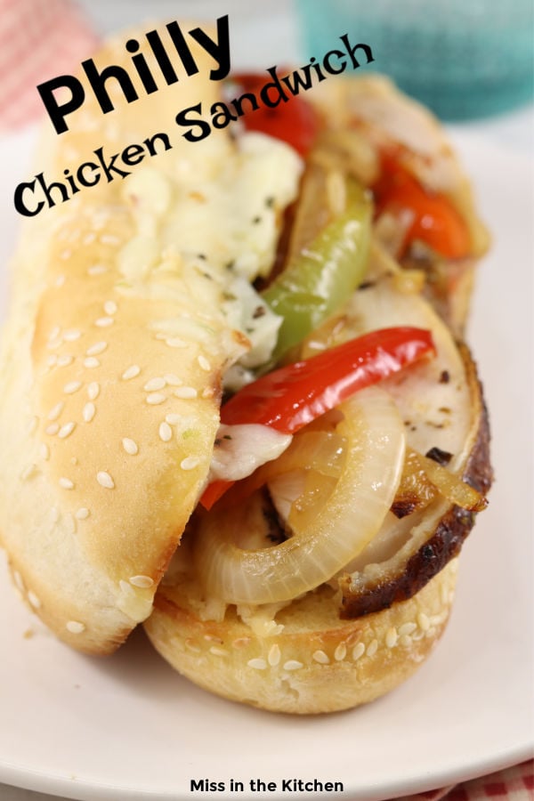 Philly Chicken Sandwich with text overlay