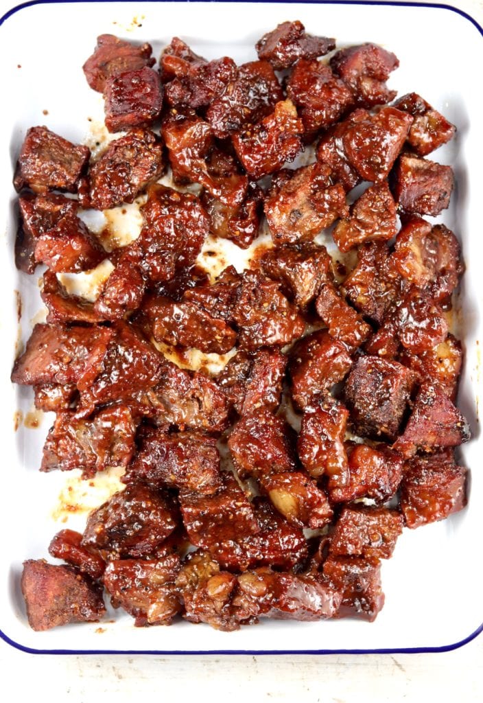 Platter of Poor Man's Burnt Ends Barbecue