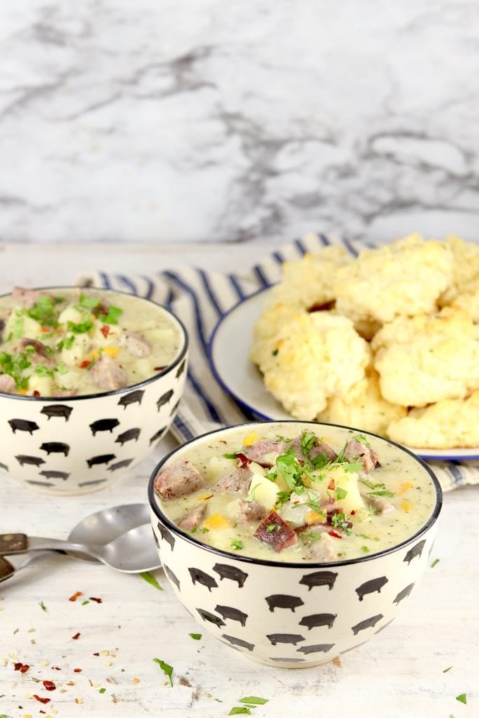 potato soup and biscuits