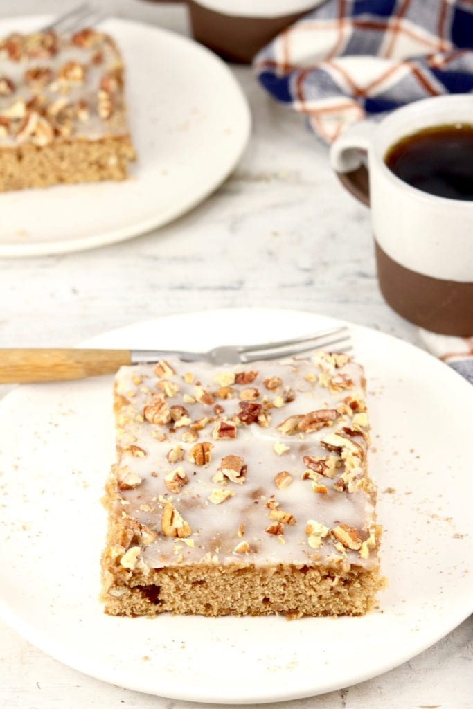 Slice of spice cake with coffee