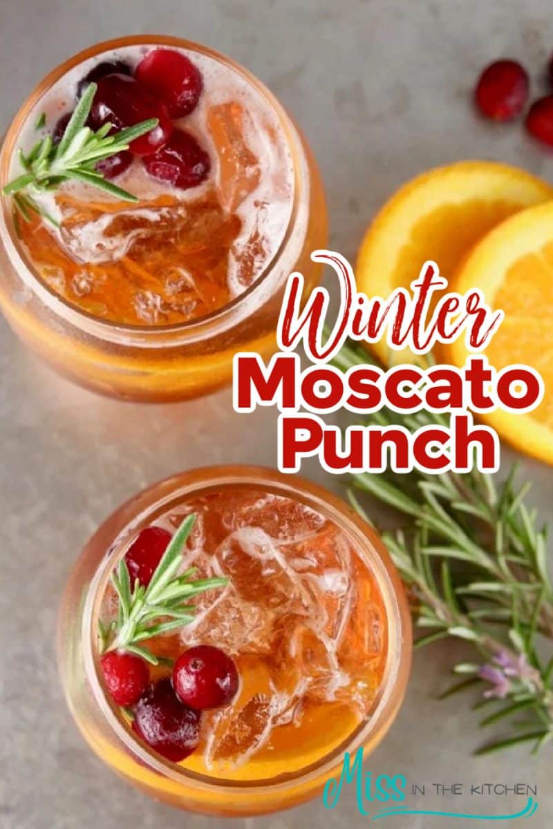 Winter Moscato Punch in 2 glasses - text overlay.