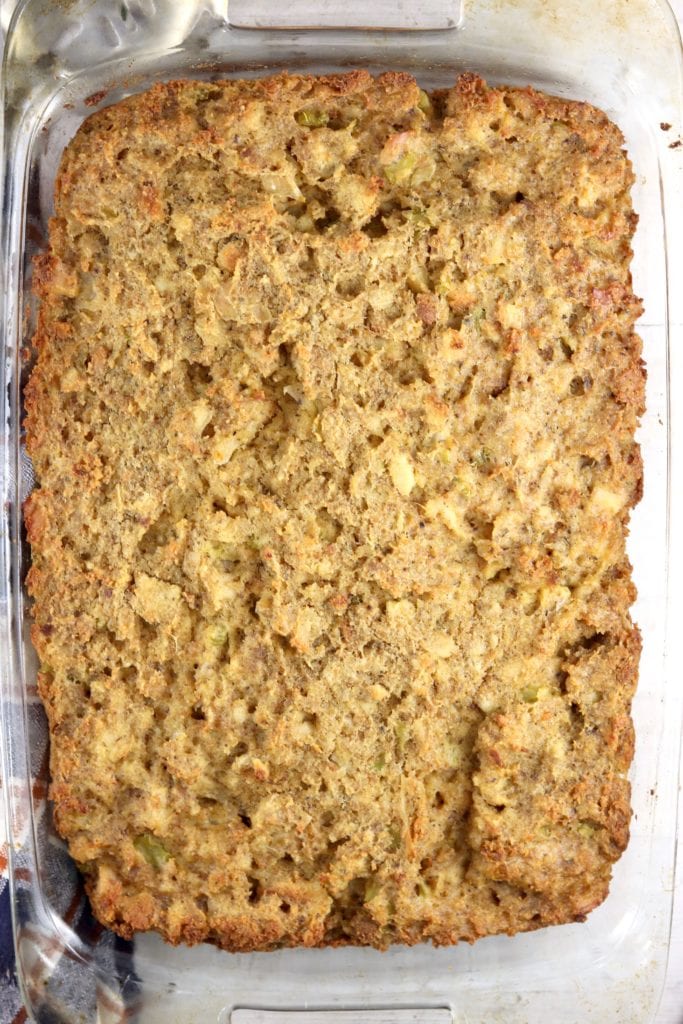 Baked casserole of chicken and dressing