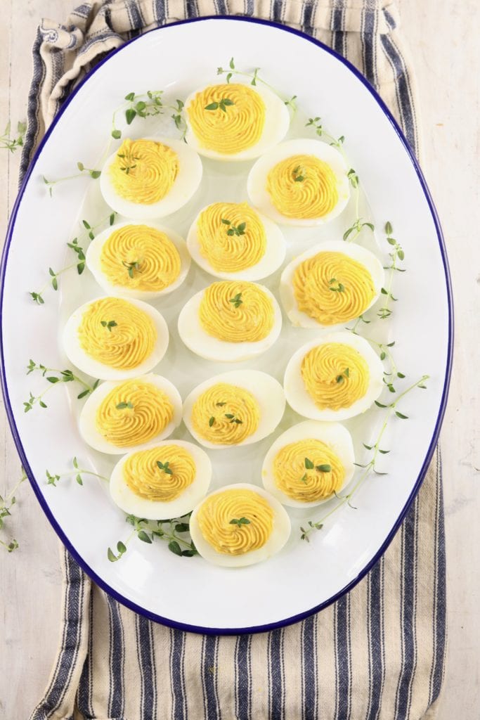 Tray of deviled eggs