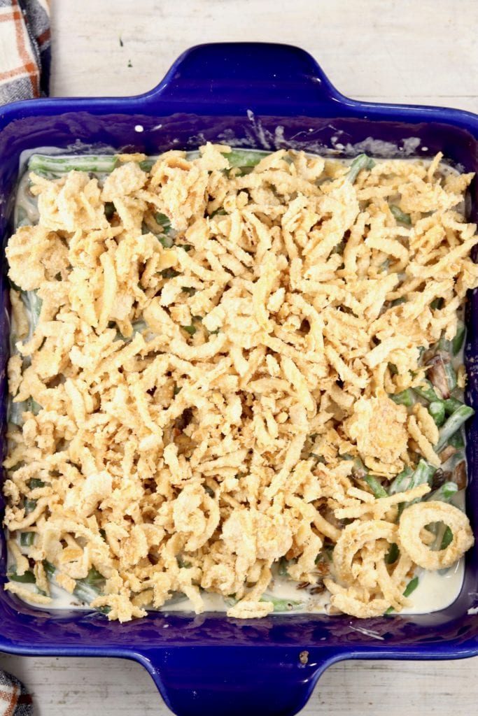 French fried onion topped green bean casserole
