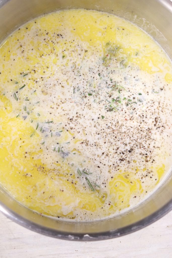 Cream, butter and seasonings for mashed potatoes