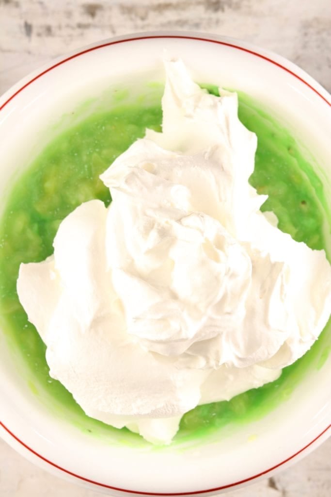 cool whip added to pineapple and pistachio pudding