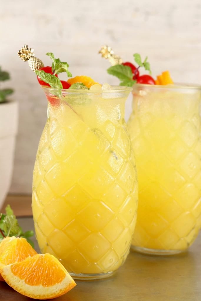 Pineapple Screwdriver cocktail in pineapple glasses
