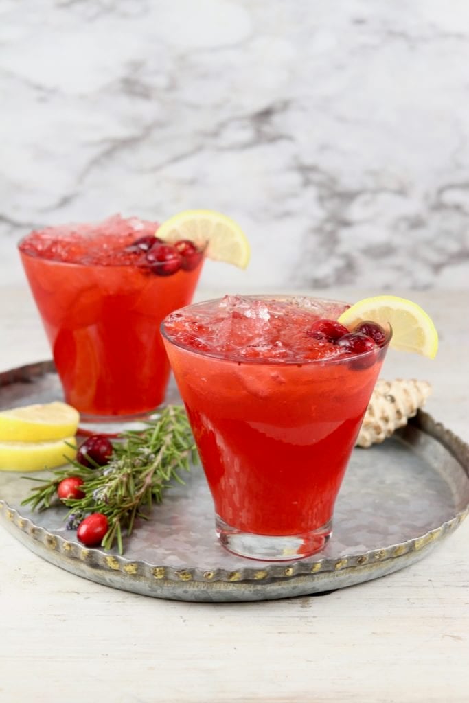 2 glasses with cranberry vodka