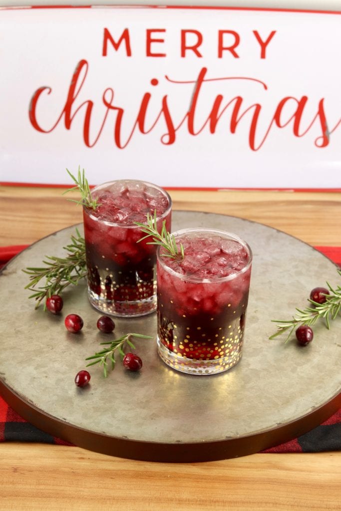 Christmas cocktail with cran apple juice and merlot wine