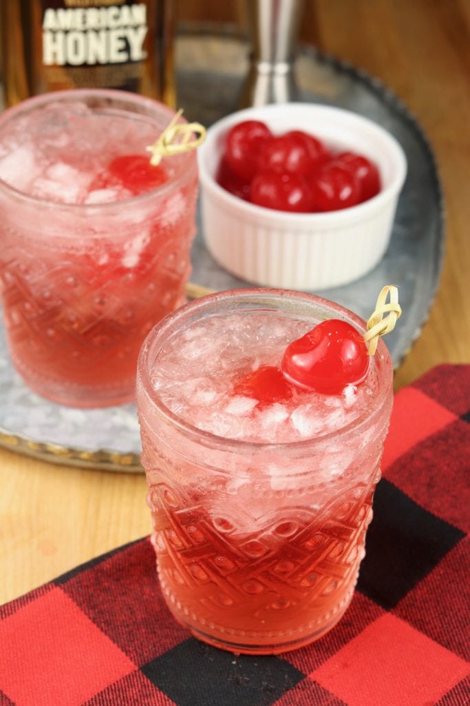 Wild Turkey American Honey Bourbon Whiskey Cocktail with cranberry juice