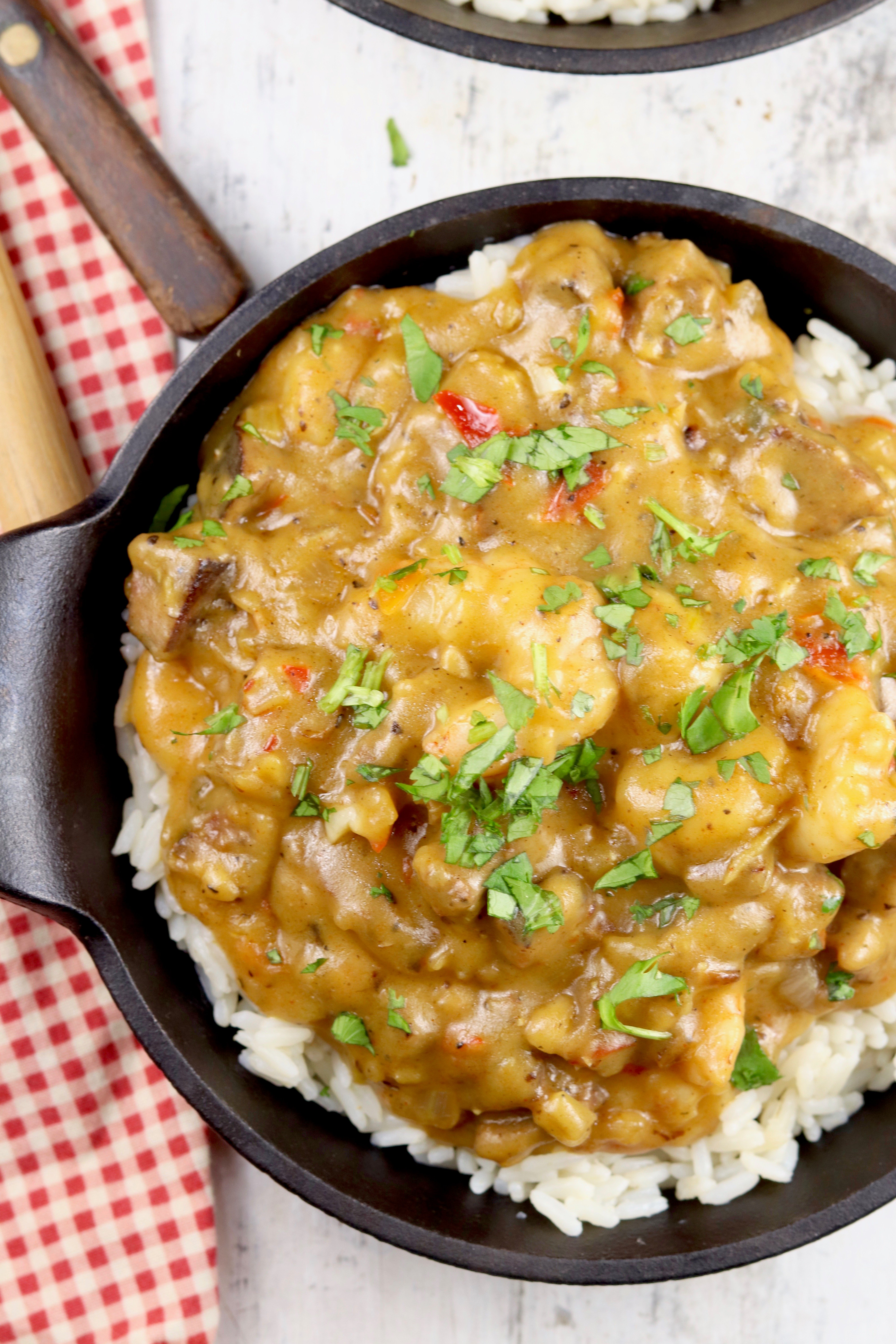 Shrimp & Smoked Sausage Gumbo served over rice
