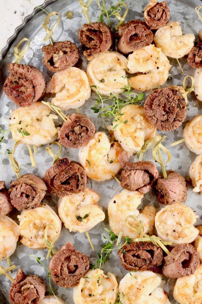 Rolled Steak and Shrimp appetizers