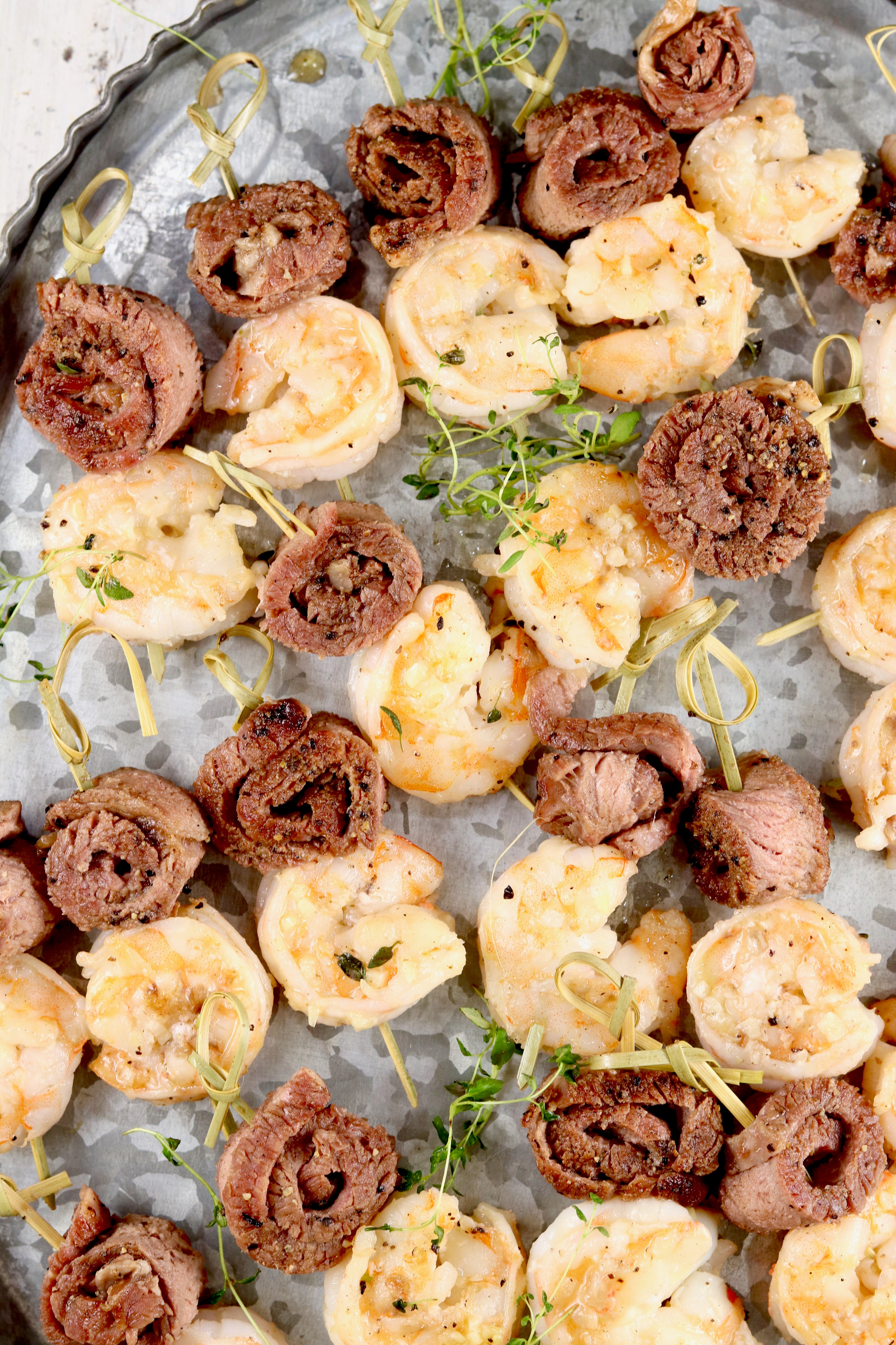 Rolled Steak and Shrimp appetizers