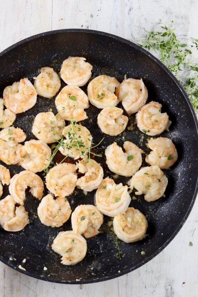 Garlic Butter Shrimp in a pan
