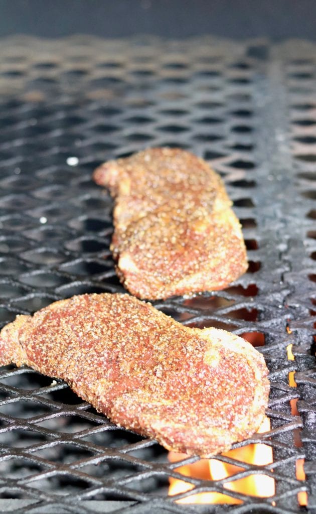 2 Ribeye Steaks on the grill