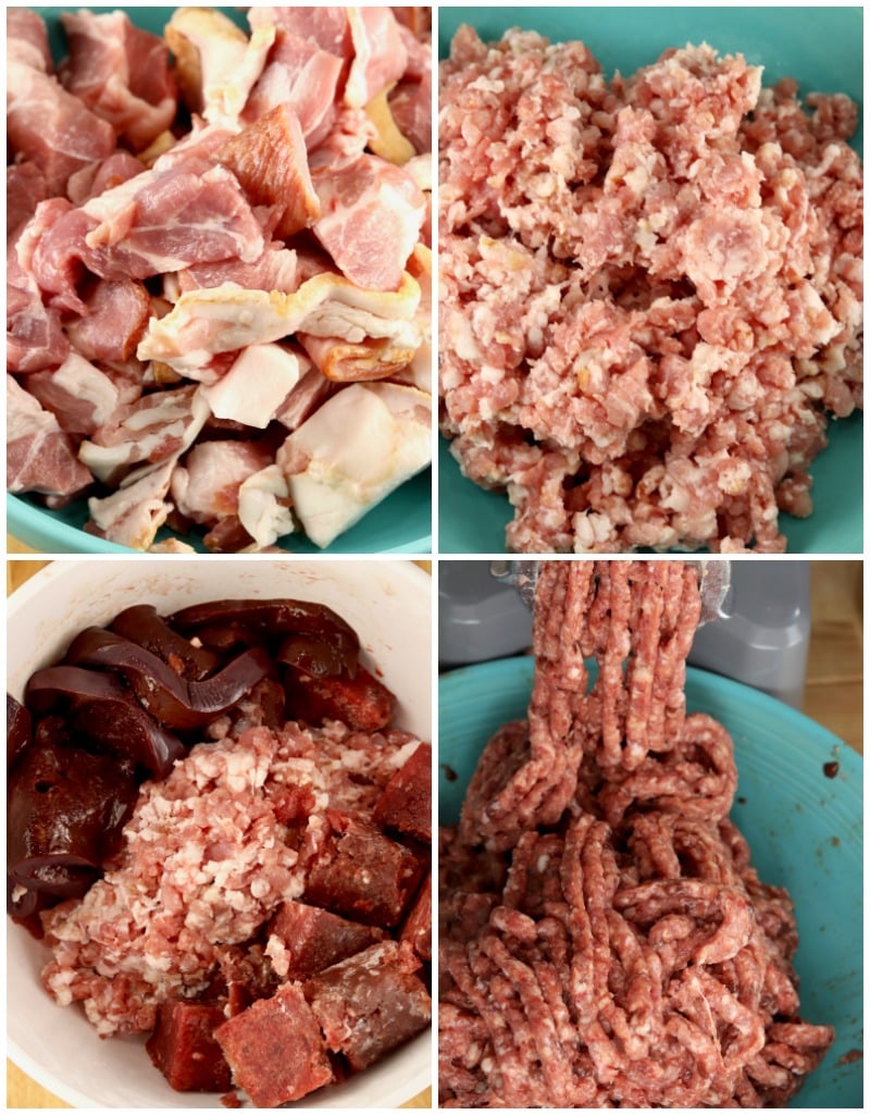 Ground pork, venison and liver for boudin