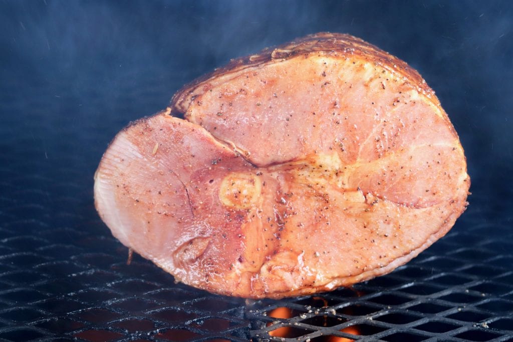 Spiral sliced ham on grill