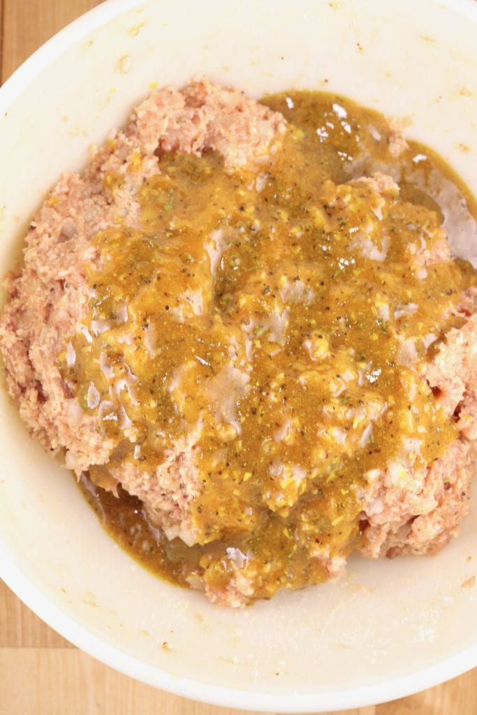 Mustard BBQ Sauce in meatball mixture