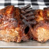 Double rack of pork rib roast - grilled with maple glaze