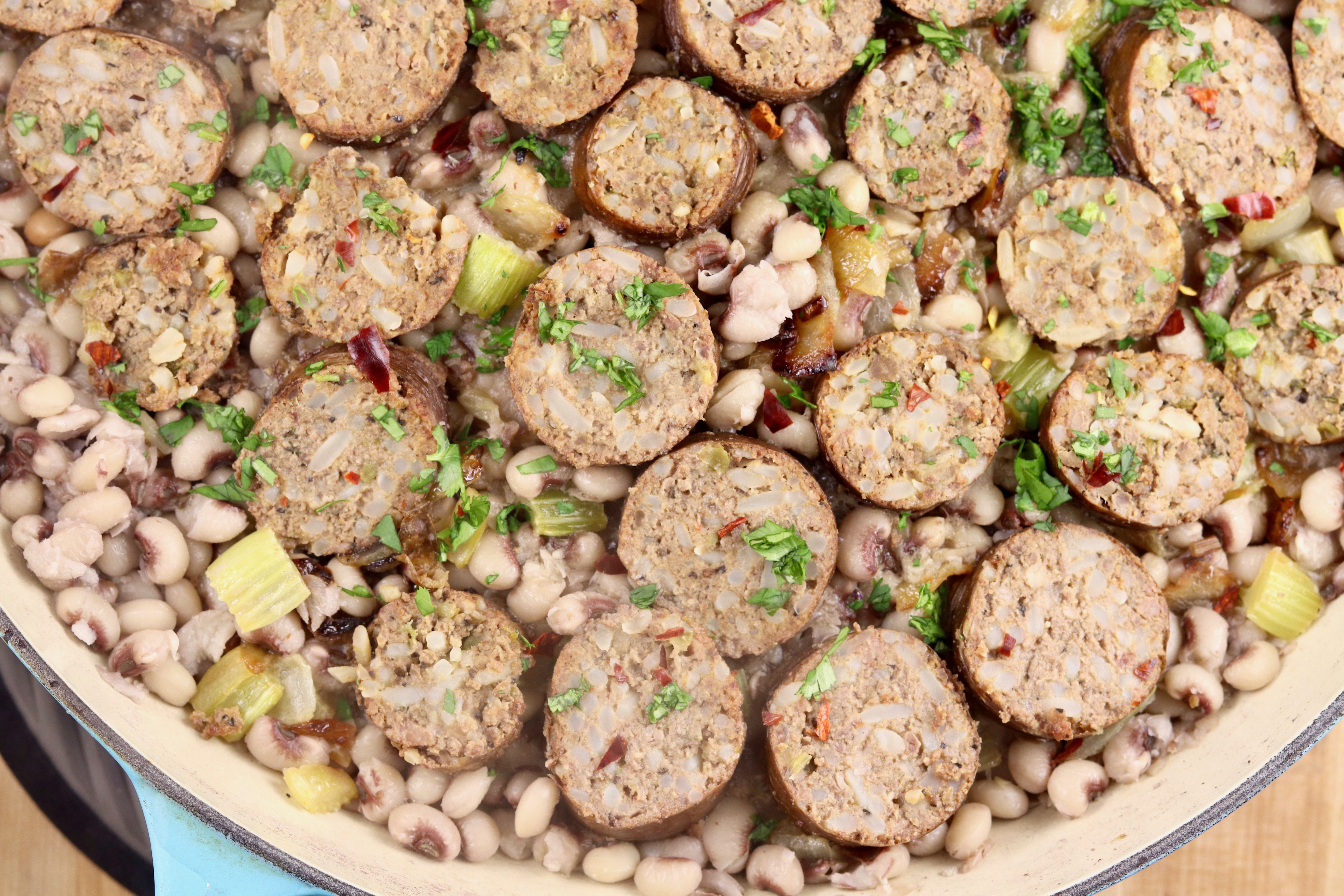 Purple Hull Peas with Boudin Cajun Sausage - Miss in the Kitchen